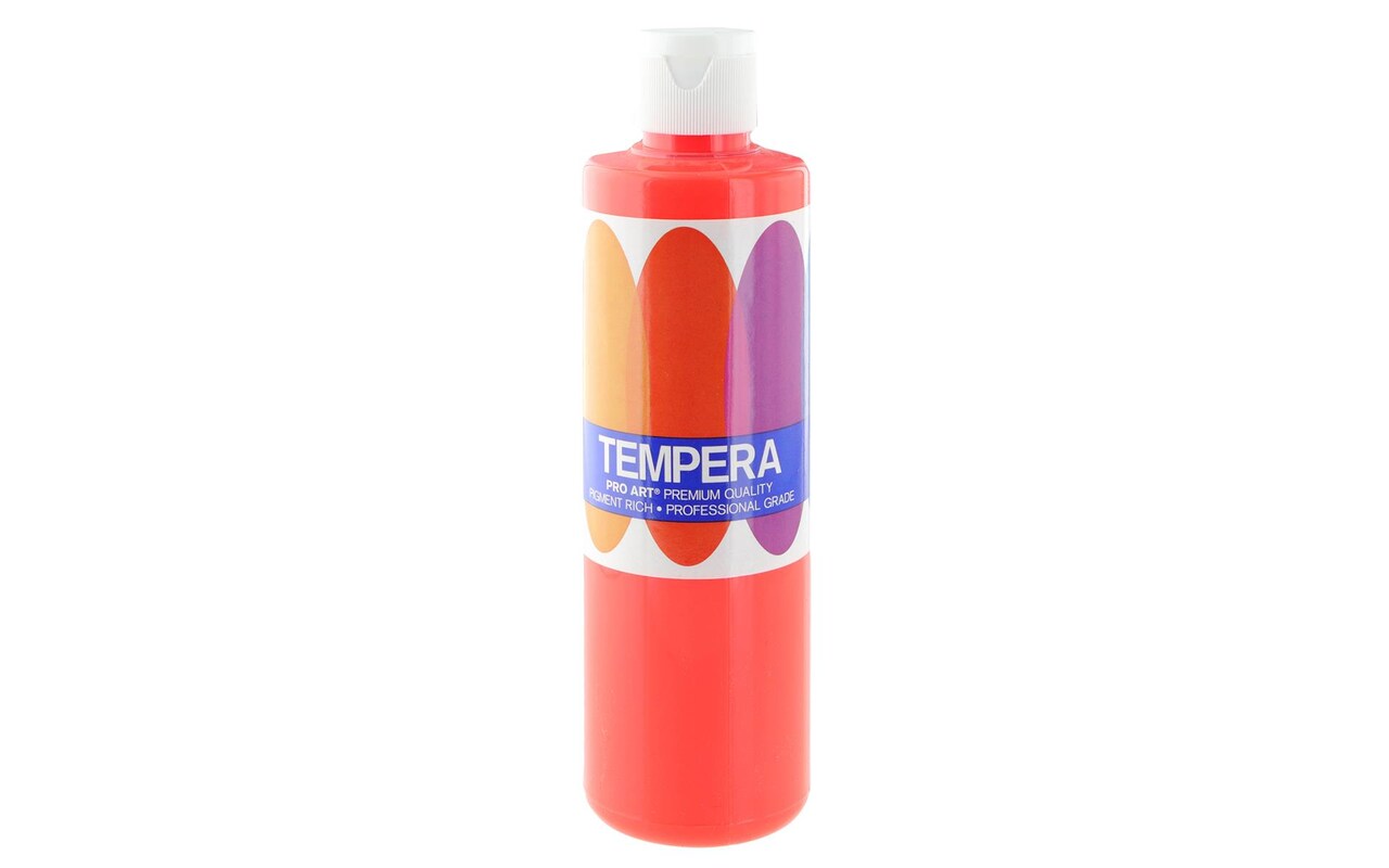 PRO ART Liquid Tempera Paint, 8 fl. oz. (237 ml), Fluorescent Red